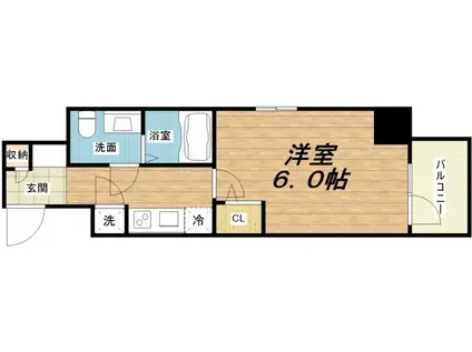 エスリード靱公園(1K/4階)の間取り写真