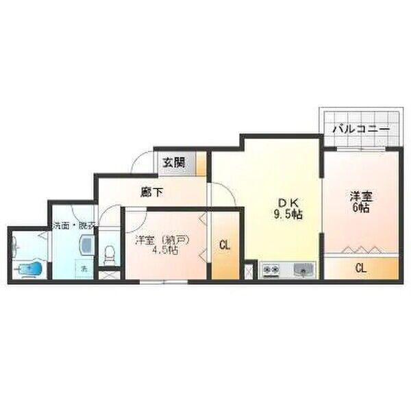 HEALING GRACE B棟(2LDK/2階)の間取り写真