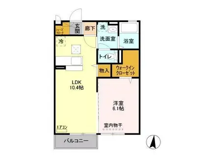 メルシーD(1LDK/1階)の間取り写真