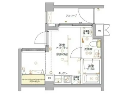 FORTIS池上(ワンルーム/2階)の間取り写真