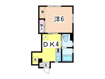 プラグイン(1DK/2階)の間取り写真