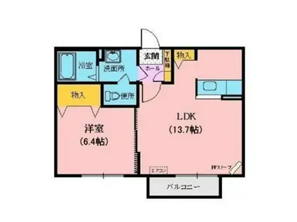 シャーメゾンノワC(1LDK/1階)の間取り写真