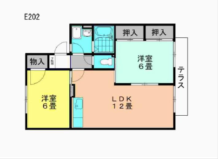 エイトファーム知立E棟(2LDK/2階)の間取り写真