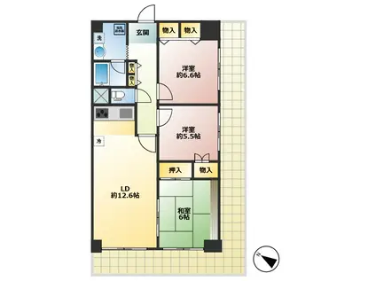 日商岩井亀戸マンション(3LDK/12階)の間取り写真