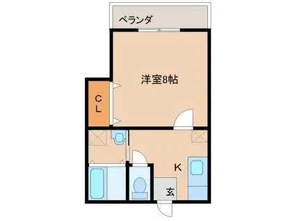 R55番館(1K/1階)の間取り写真