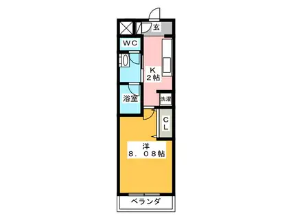FLUKE登戸(1K/4階)の間取り写真