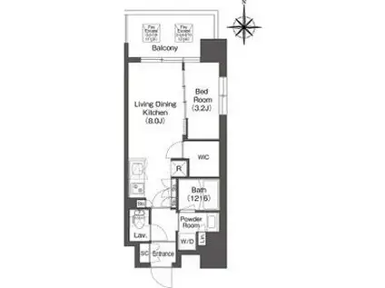 コンフォリア江坂江の木町Q(1LDK/8階)の間取り写真