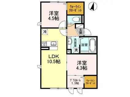 ロイヤルコート紬(2LDK/1階)の間取り写真