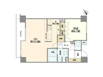 セレビア新宿御苑前(1LDK/11階)の間取り写真