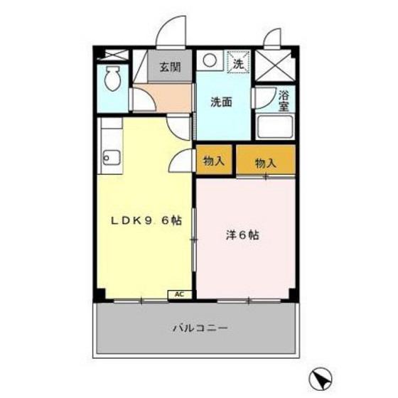 パステルサンライズ(1LDK/4階)の間取り写真