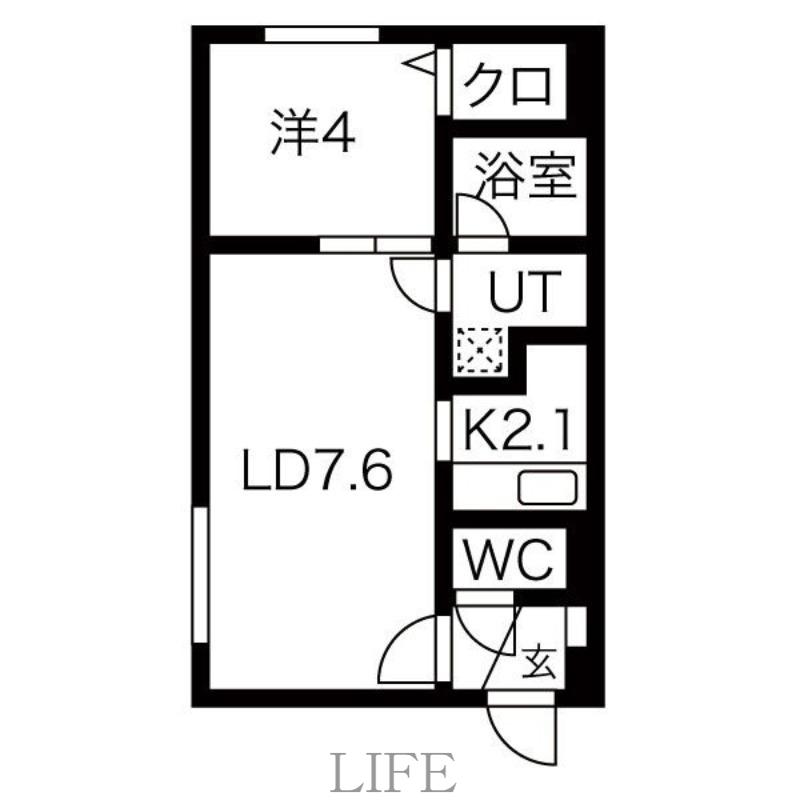 カレラ月寒中央(1LDK/3階)の間取り写真