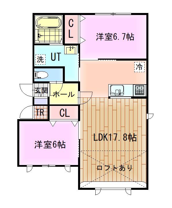 リリーヒルII(2LDK/2階)の間取り写真