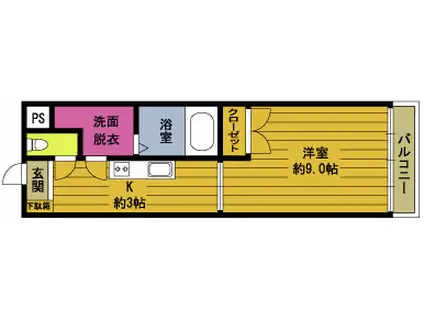 エコフローラ月ヶ平(1K/2階)の間取り写真