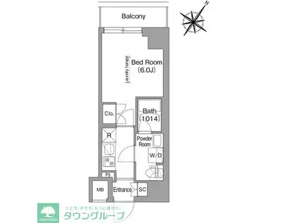 コンフォリア・リヴ横浜阪東橋(1K/2階)の間取り写真