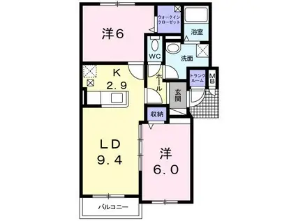 フーレビラ(2LDK/2階)の間取り写真
