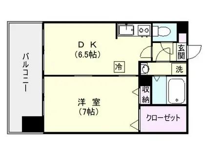 KOU TAI SHIN BUIL 西田(1DK/2階)の間取り写真