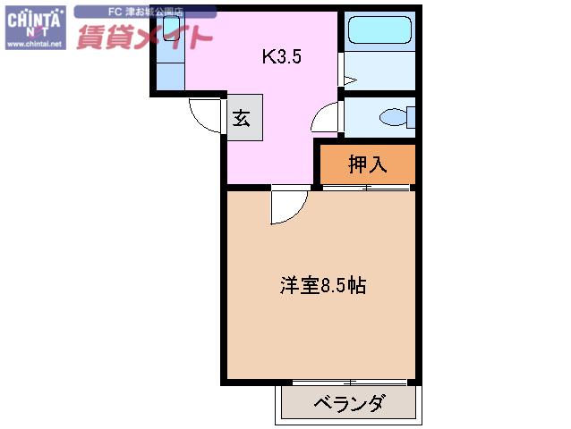 ハイツもみの木 A棟(1K/1階)の間取り写真