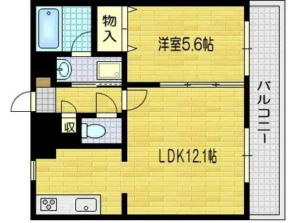 アンジュ京都天神川(1LDK/3階)の間取り写真