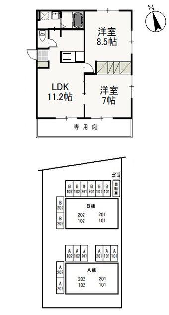 ティエラA(2LDK/1階)の間取り写真