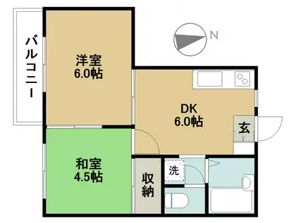 メゾンタナカ(2DK/3階)の間取り写真