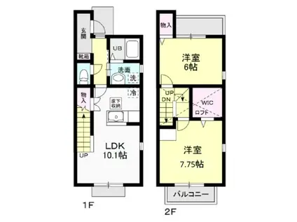 犬猫桜 C(2LDK/1階)の間取り写真