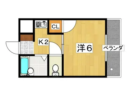 南マンション(1K/3階)の間取り写真