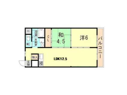 パレス魚住(2LDK/4階)の間取り写真