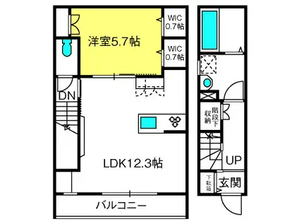 MERVEILLE M(1LDK/2階)の間取り写真