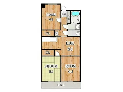 サンシティ前橋(3LDK/3階)の間取り写真