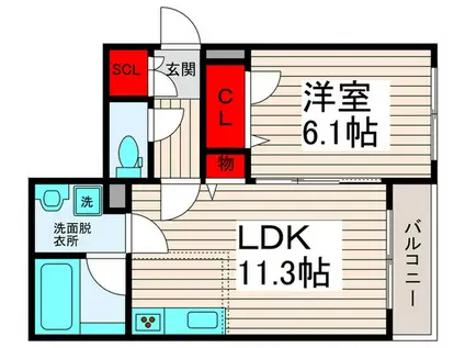 ベレオグランデ風待月(1LDK/1階)の間取り写真