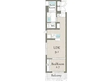 リアコート関大前イースト(1LDK/2階)の間取り写真