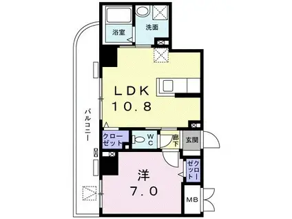 菊水レジデンス綱島II(1LDK/4階)の間取り写真