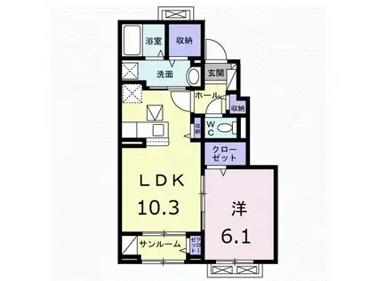 サン・グレイス(1LDK/1階)の間取り写真