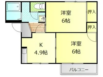 メゾン森の腰C(2K/2階)の間取り写真