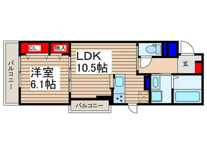 コリーヌ・ブリズIII(1LDK/3階)の間取り写真