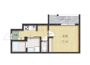 COMFORT三吉南(1K/2階)の間取り写真
