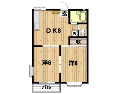 マイソフィアPARTI(2DK/2階)の間取り写真