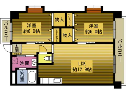 エスポワール光吉(2LDK/1階)の間取り写真