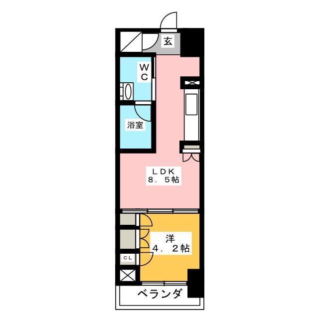 レジディア新御徒町(1DK/12階)の間取り写真