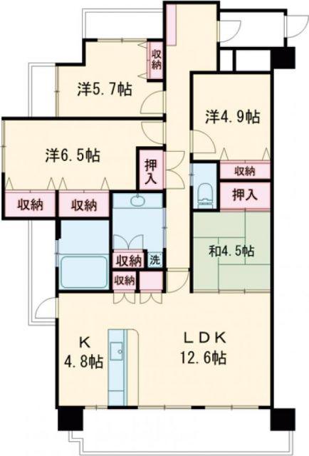 リベラマークス錦町(4LDK/2階)の間取り写真