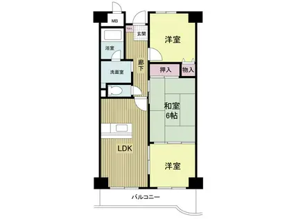 エルベ平野(3DK/3階)の間取り写真