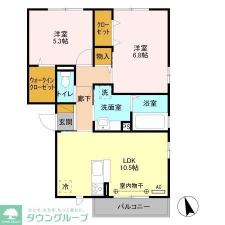 エスペーロ八潮(2LDK/2階)の間取り写真