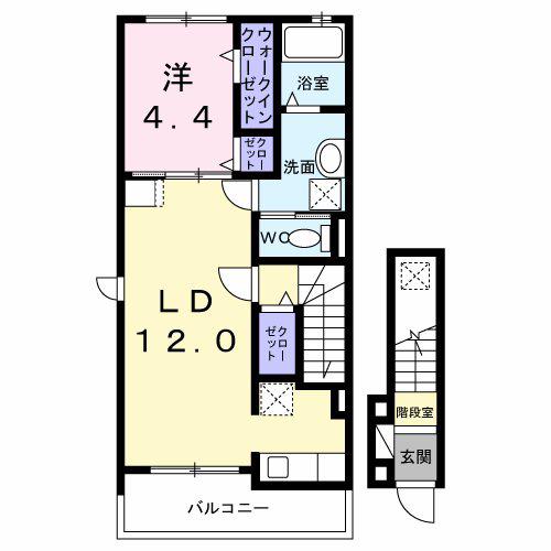FOUR(1LDK/2階)の間取り写真