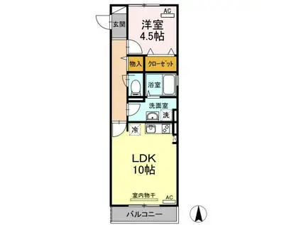 夢りんどうI(1LDK/3階)の間取り写真