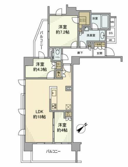 クレヴィア用賀(3LDK/5階)の間取り写真