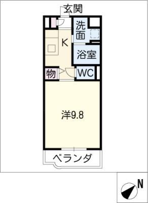 アーバンスカイ(1K/2階)の間取り写真