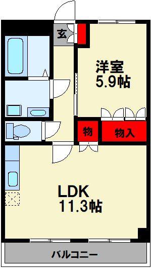 サンライフ花瀬II(1LDK/2階)の間取り写真