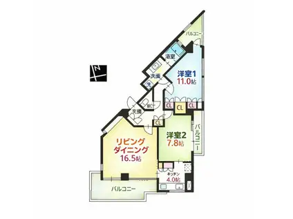 NS21やごと(2LDK/5階)の間取り写真