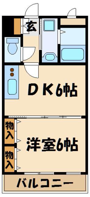 クワイエットつつじヶ丘(1DK/2階)の間取り写真