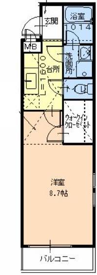 フジパレスデルフィ鳳南(1K/1階)の間取り写真